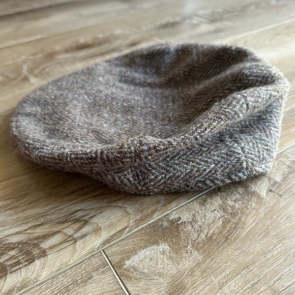 HARRIS TWEED Vintage Brown Herringbone Flat Cap - L - Picture 4 of 4